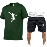 Summer 100 Katoen Mannen Sportkleding Broek Set Korte Mouw Ademend T-shirt En Shorts Casual Wear Basketbal Trainingspak