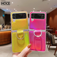 HOCE Zflip4เลเซอร์พราวสีสันเก๋เคสโทรศัพท์สำหรับ Samsung Galaxy Z Flip 4 Z Flip 3กันกระแทก Hard PC Cover