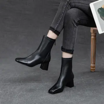 Ladies chunky hot sale heel boots