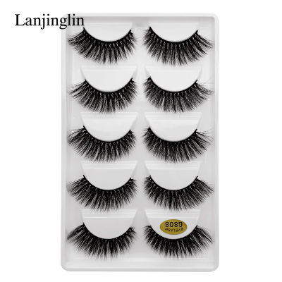 LANJINGLIN 10 boxes lot mink eyelashes natural long false eyelashes 100 handmade soft 3d mink lashes makeup faux cils G811