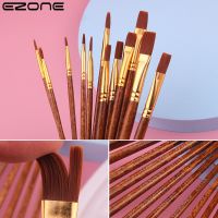 [Kiki tool store] EZONE 12pcs Paint Brush Different Size Watercolor/Oil Painting Gouache Drawing Art Toy School Office Supply Student stationery