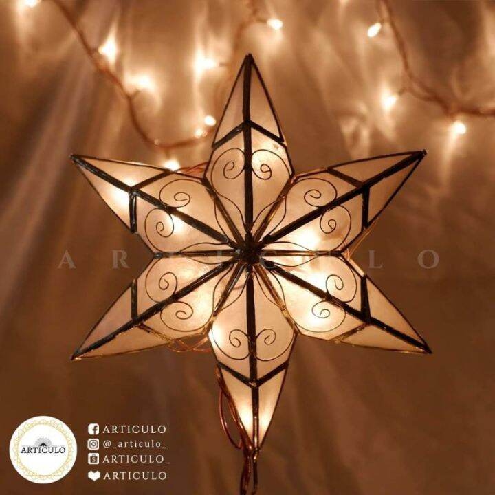 selling ARTICULO capiz tree topper no lights ( white star ) Lazada PH