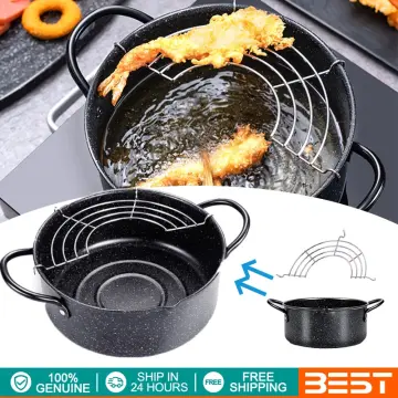 Stainless Steel Deep Fryer Pot Universal Small with Basket Fryer Pan Fry  Pot for
