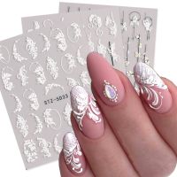 【YF】◕  2Pcs 5D Flowers Stickers Decals Wedding Design Floral Embossed Sliders Nails