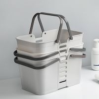 Portable Shower Caddy Box Hollow Plastic Laundry Storage Basket With Handle Toiletries Organizer Bin for Bathroom Pantry Kitchen