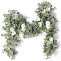 PARTY JOY 2M Artificial Flowers Garland Fake Eucalyptus Vine Hanging Plants for Wedding Home Office Party Garden Craft Art Decor