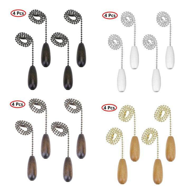 4Pcs Wooden Ceiling Fan Chain Pulls Wooden Pendant Pull Chain Extension