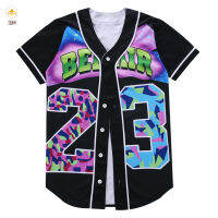 IUM ชุดเบสบอลแขนสั้นพิมพ์ลาย23 Number Tops Hit-Hop Style Baseball Uniform Short-Sleeve Printed With 23 Number Tops Hit-Hop Style For Summer Unisexc