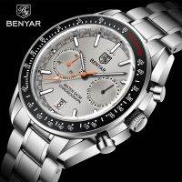 ZZOOI BENYAR New Luxury Men Quartz Wristwatches Top Brand 50M Waterproof Stainless Steel Strap Casual Men Chronograph Watch for Men