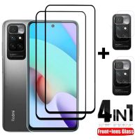 ♦◎ﺴ 4 IN 1 Glass for Redmi 10 note 10 pro max 10s 11 pro Camera Lens Tempered Screen Protector for Xiaomi Redmi 10 Note 10 pro Glass