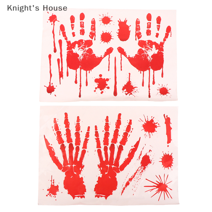 knights-house-สติกเกอร์เลือดฮาโลวีนรูปลอกติดผนังฮาโลวีนสร้างฉากสยองขวัญรอยเลือดติดหน้าต่างพื้นสำหรับในร่มกลางแจ้ง