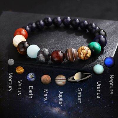 Universe Solar System Natural Stone Bracelet Men Women Eight Planets Beads Bracelet Best Friends Gift For Him Gift For Her