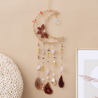 Agate Moon Dream Catcher อาเกตธรรมชาติห้องนอนแขวนผนัง7 Chakra อัญมณีคริสตัล Dream Catchers Garden แขวนผนัง Decor