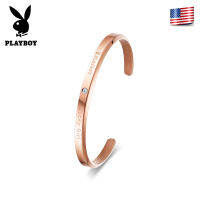 PLAYBOY กำไลข้อมือแฟชั่นสตรี สร้อยข้อมือคู่แท้ เส้นรอบวง 16.5 ซม. ปรับได้ วัสดุสแตนเลส เพทายสังเคราะห์