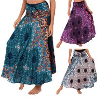 【CW】 Fashion Beach Print Skirt Hippie Gypsy Boho Flowers Elastic Waist Floral Halter Skirts faldas