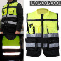 Hi-Vis เสื้อกั๊กความปลอดภัยสะท้อนแสงขับรถแจ็คเก็ตคนงานคืนการรักษาความปลอดภัยเสื้อกั๊ก Lxlxxlxxxl ขนาดเสื้อกั๊กความปลอดภัยท็อปส์