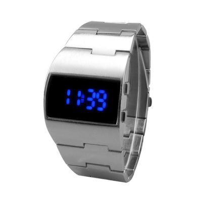นาฬิกาข้อมือแฟชั่นผู้ชายนาฬิกากันน้ำ LED ทหารสแตนเลสนาฬิกาดิจิตอลนาฬิกาข้อมือธุรกิจ
