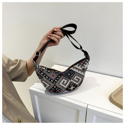 Ethnic Style Retro Handbags For Women 2023 New Trendy Canvas Hand Bag Yunnan Style Lightweight Dumpling Bag