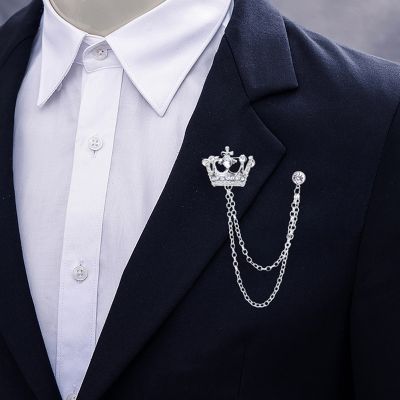 【DT】hot！ Brooch Korean British Chain Tassel Lapel Pin Badge Men Accessories Wedding Banquet