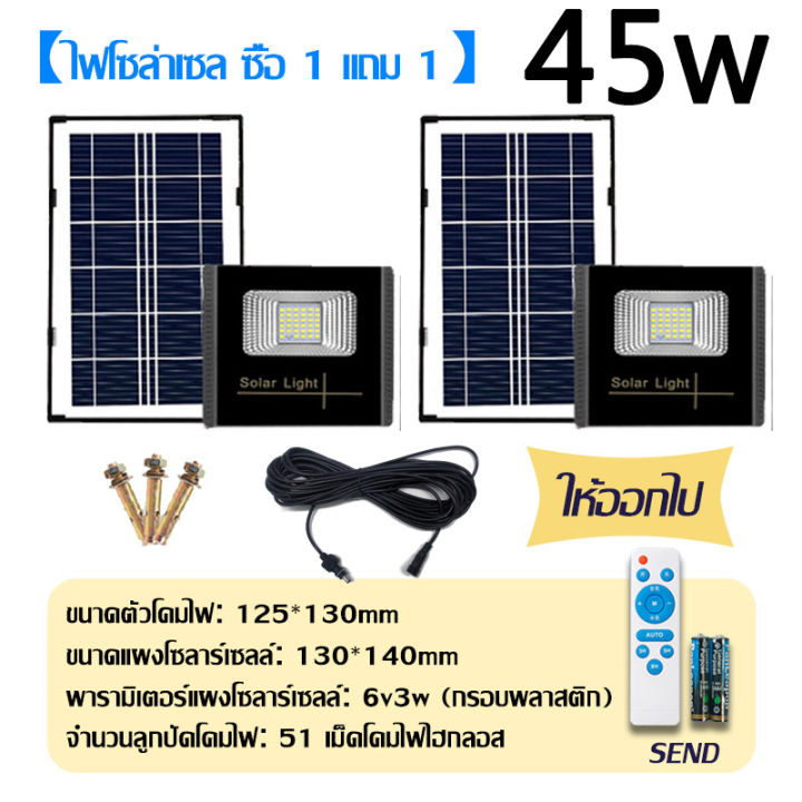 ซื้อ1แถม2-ไฟโซล่าเซลล์-ไฟพลังงานแสงอาทิตย์-45w-400w-led-ไฟส่องสว่างโซล่าเซลล์-หลอดไฟโซล่าเซลล์-โซล่าเซลล์-solar-light