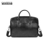 DAPPER Wrinkled-Effect Briefcase with Diagonal Stripe – Black