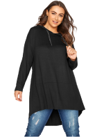 Plus ขนาดแขนยาวฤดูใบไม้ร่วง Casual Hooded Tunic Tops ผู้หญิง Drawstring Pullover Hoodie เสื้อหญิงขนาดใหญ่เสื้อยืด4XL