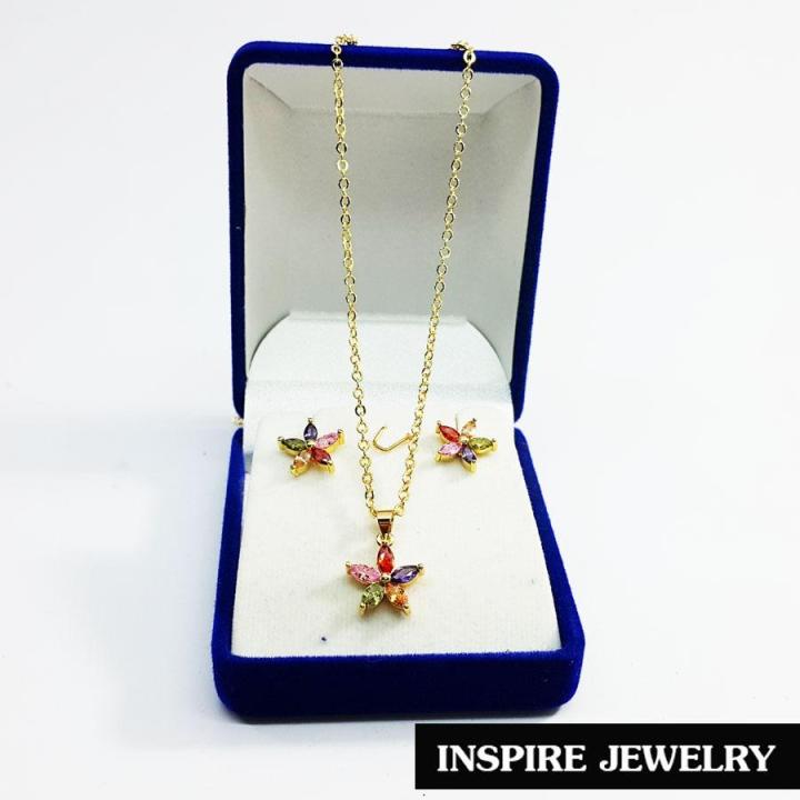 inspire-jewelry-ชุดเซ็ทสร้อยคอและจี้นพเก้า-และต่างหูนพเก้า-พร้อมกล่อง