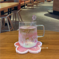 Starbuck Cup Cherry Blossom Season Soft Pink Cherry Cold Change Glass Girl Stirring Stick Coffee Cup Warm Drinking Cup