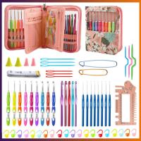 【ส่งจากไทย】Aluminum Knitting Needles Set TPR Soft Handle Crochet Hooks Needles Handmade Crafts with Storage Bag for DIY Scarves Gloves