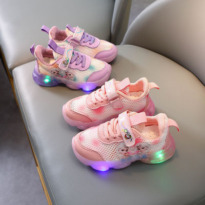 รองเท้าเด็กน้ำหนักเบา,รองเท้ากีฬาสำหรับเด็กผู้หญิงรองเท้าลำลองไฟ LED 2021ฤดูใบไม้ผลิและฤดูร้อน