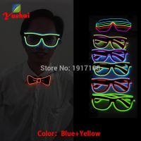 Two Colors Mixed Light Up EL Wire Flashing EL Glasses Flexible LED Neon Cold Light Carnival Sun Glasses with Glow Party Supplies