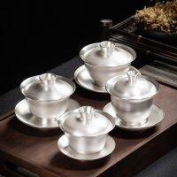 ที่กรองชาทิเบต Gaiwan Tureen ถ้วยปิดลายมังกรชุดเงินทองสำหรับพิธีแต่งงาน