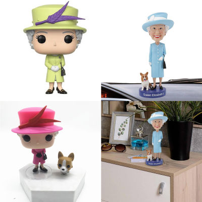 Ii Queen Elizabeth Dog Shakes His Head Doll Resin Crafts Statue Home Decoration