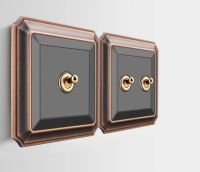 Antique Black Wall Switch 86 type Retro Toggle Switch 1 GANG/ 2 GANG/ 3 GANG/ 4 GANG 10A 110V-250V Wood Panel Brass Lever