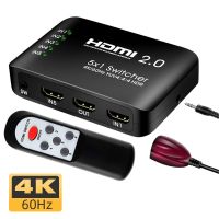 AIXXCO HDMI-เข้ากันได้กับสวิตช์2.0 4K 60Hz Splitter 3พอร์ตอะแดปเตอร์สลับด้วยรีโมท IR สำหรับ Xbox Series X PC PS5โปรเจคเตอร์