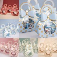 CW 5Pcs PortableBagBowGift BagforBaby Shower Paper ChocolateBox Wedding Favours Boxes