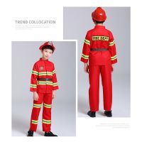 Firefighter Uniform Kids Halloween Cosplay Costumes Carnival Party Kids Children Sam Fireman Role Clothing Suit Boy Performance