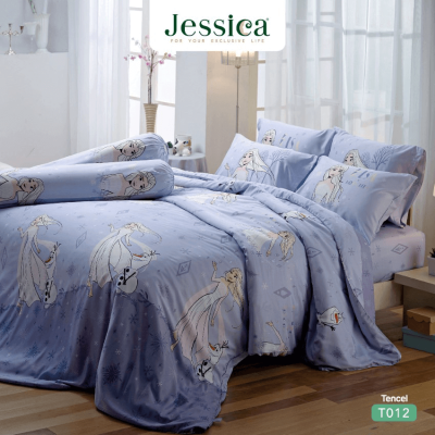 (ครบเซ็ต) Jessica ผ้าปูที่นอน+ผ้านวม Tencel ทอ 500 เส้น โฟรเซ่น Frozen T012 (เลือกขนาดเตียง 5ฟุต/6ฟุต) #เจสสิกา เครื่องนอน ชุดผ้าปู ผ้าปูเตียง ผ้าห่ม