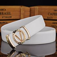 High quality classic letter V slide buckle designer belts men fashion luxury white waist strap jeans Casual cintos masculinos Belts