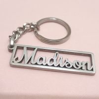 Customized Name Letter Stainless Steel Keychain - Rectangular Keychain for Husband Exquisite Gift for Family