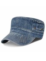 ↂ 2021 Four Seasons Leisure Caps Denim Wash Old Flat Top Hat Man Woman Big Size Jeans Navy Cap 56-60cm