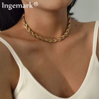 【Preflow ornament】 HighGold Color Chunky Picturelink AestheticChoker NeckGifts