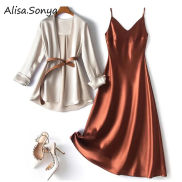 Alisa.Sonya Đầm Nữ Hàn Quốc Cao Cấp Acetate Satin Trượt Váy Hai Mảnh Dáng