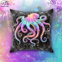 （ALL IN STOCK XZX）Independent Throwing Pillow Decoration Accent Pad Compromise Beach Fashion Home Decoration Octopus 3D Printing Pillow Case   (Double sided printing with free customization of patterns)