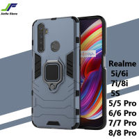 JieFie Cool Design สำหรับ Realme 5i / 6i / 7i / 8i / 5S / 5/5/6/6/7/7 Pro / 8 / 8 Pro เกราะกันกระแทกฝาครอบโทรศัพท์รถแม่เหล็กยึดแหวนนิ้ว PC + ซิลิโคน TPU เคสใส่โทรศัพท์