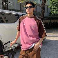 MOLAN คอกลมแขนสั้นผู้ชายมีสไตล์เสื้อยืดพิมพ์ลาย