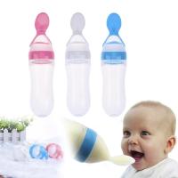 Safety Silicone Baby Feeding Bottle Silicone Extrusion Infant Kids Spoon Rice Paste Rice Cereal Feeding Bottles 3 Colors Bowl Fork Spoon Sets