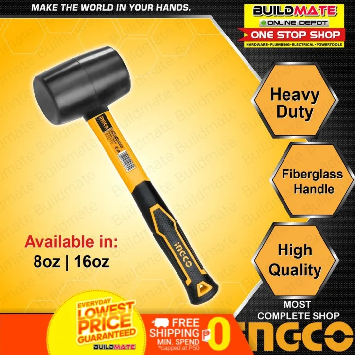 INGCO Rubber Mallet Hammer 8oz 16oz •BUILDMATE• IHT Lazada PH