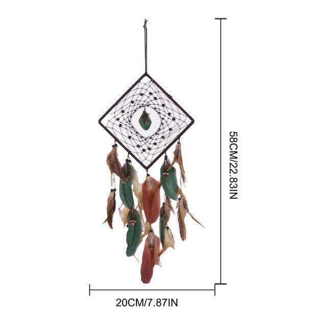 Handmade Dream Catcher Rattan Bead Feathers Dream Catchers Wall ...