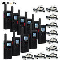 Retevis RB628วิทยุติดรถยนต์สองทางสำหรับผู้ใหญ่ PMR446ใบอนุญาตฟรีวิทยุสองทางขนาดมินิชาร์จได้1500MAh จอ LCD VOX วิทยุมืออาชีพสองทิศทางพร้อมชุดหูฟังสำหรับโรงเรียนโรงแรม (10ชิ้นสีดำ)
